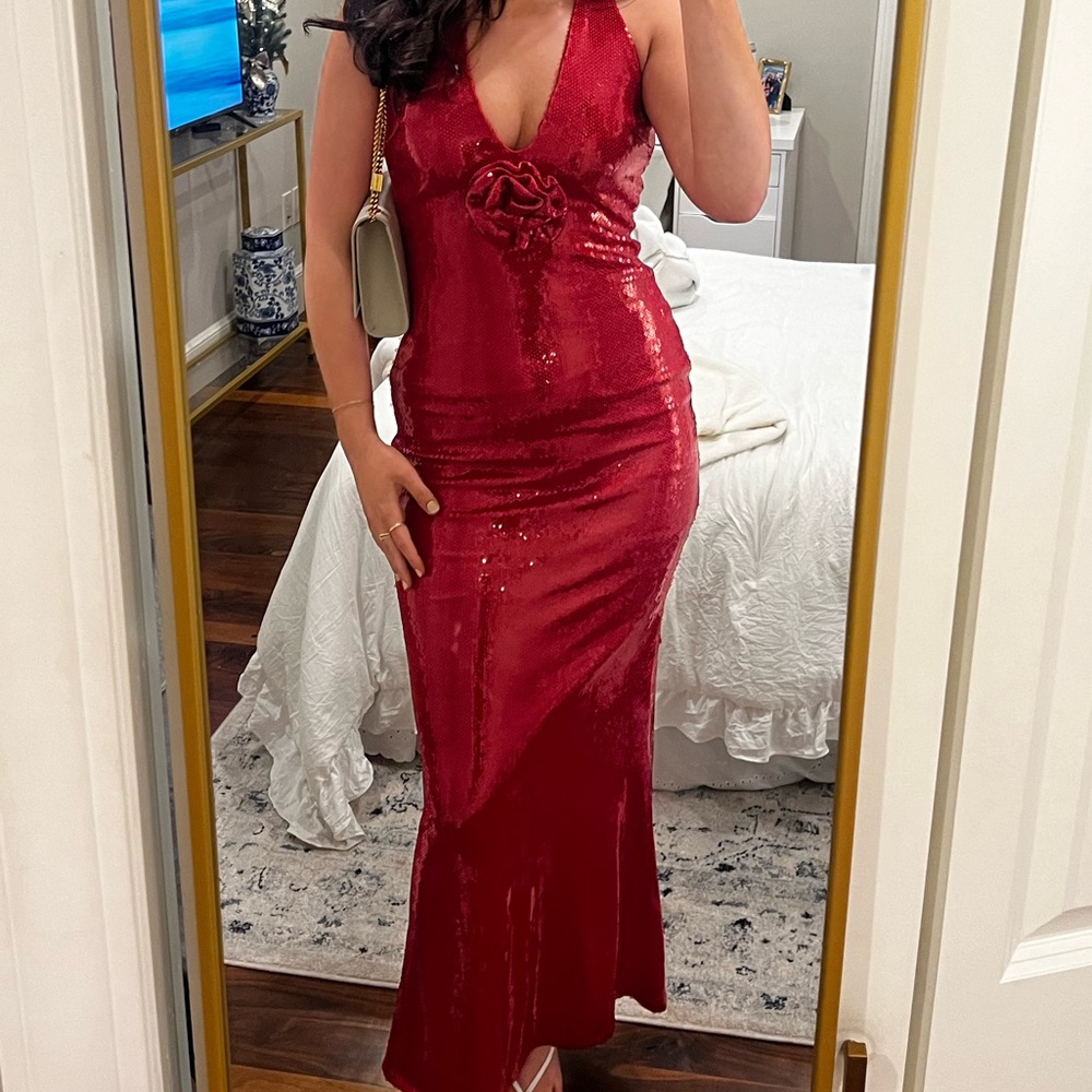 Red Meshki Sequin Maxi Dress